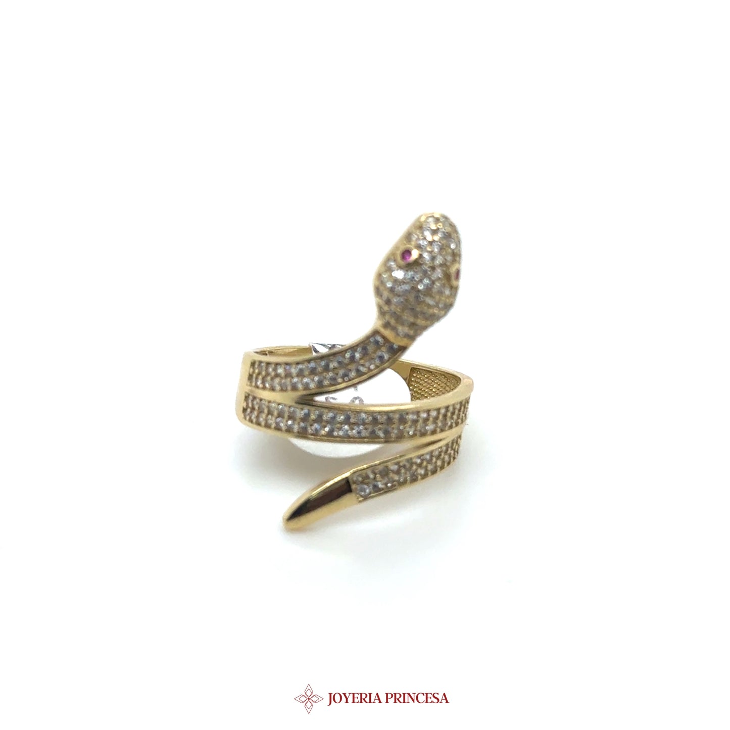 14K Gold Snake Wrap Ring with CZ Stones (UN-1026)
