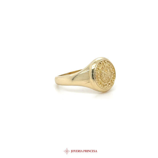 10K Gold Coin Motif Signet Ring