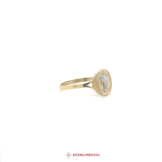 14K Gold Oval Motif Ring with Simulated Stone (UN-1044)