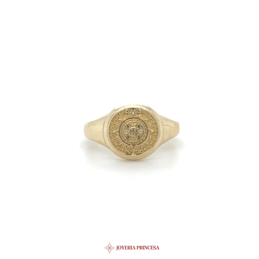 14K Yellow Gold Medallion Signet Ring
