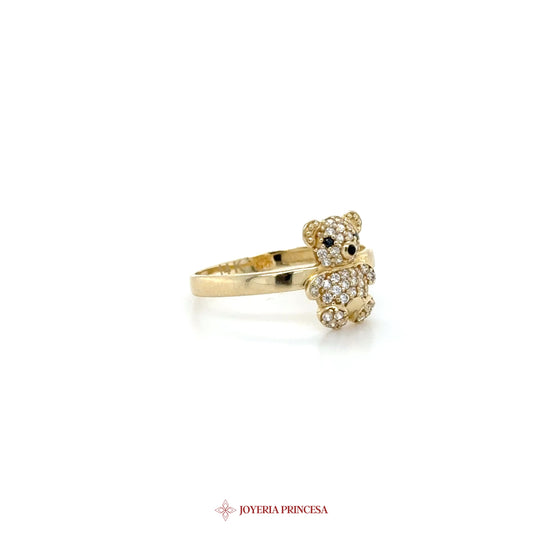14K Gold Teddy Bear Ring with CZ Stones (UN-1076)