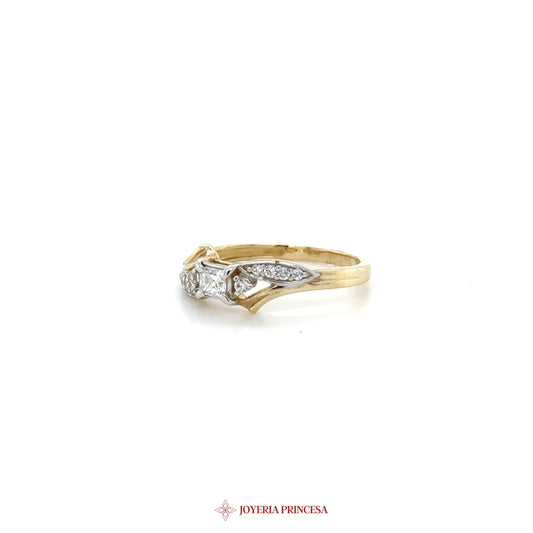 14K Yellow Gold Three-Stone Engagement Ring