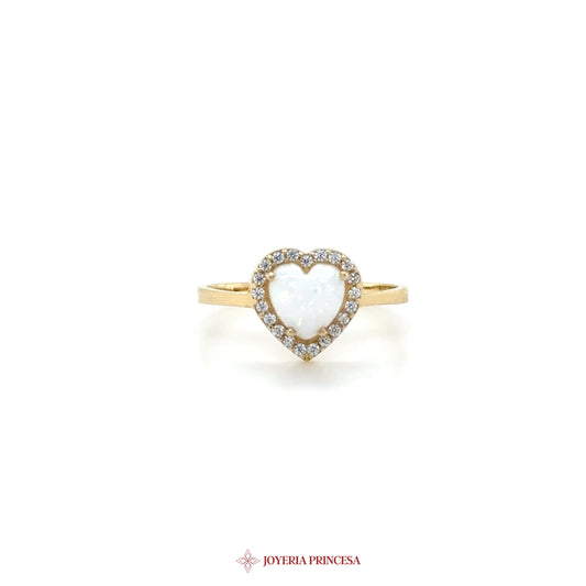 14K Heart-Shaped Ring with Simulated Stones