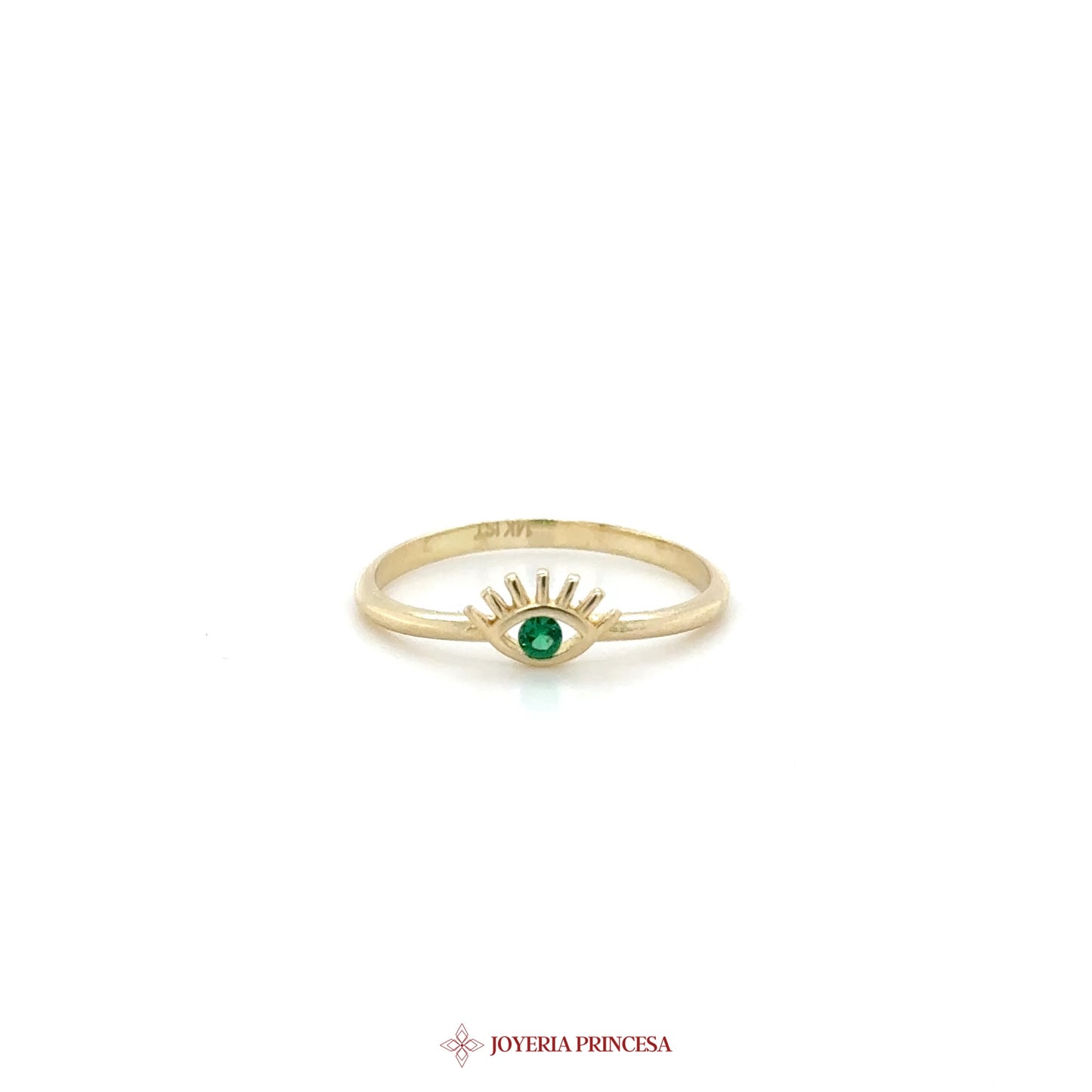 14K Gold Dainty Ring with Green Stone