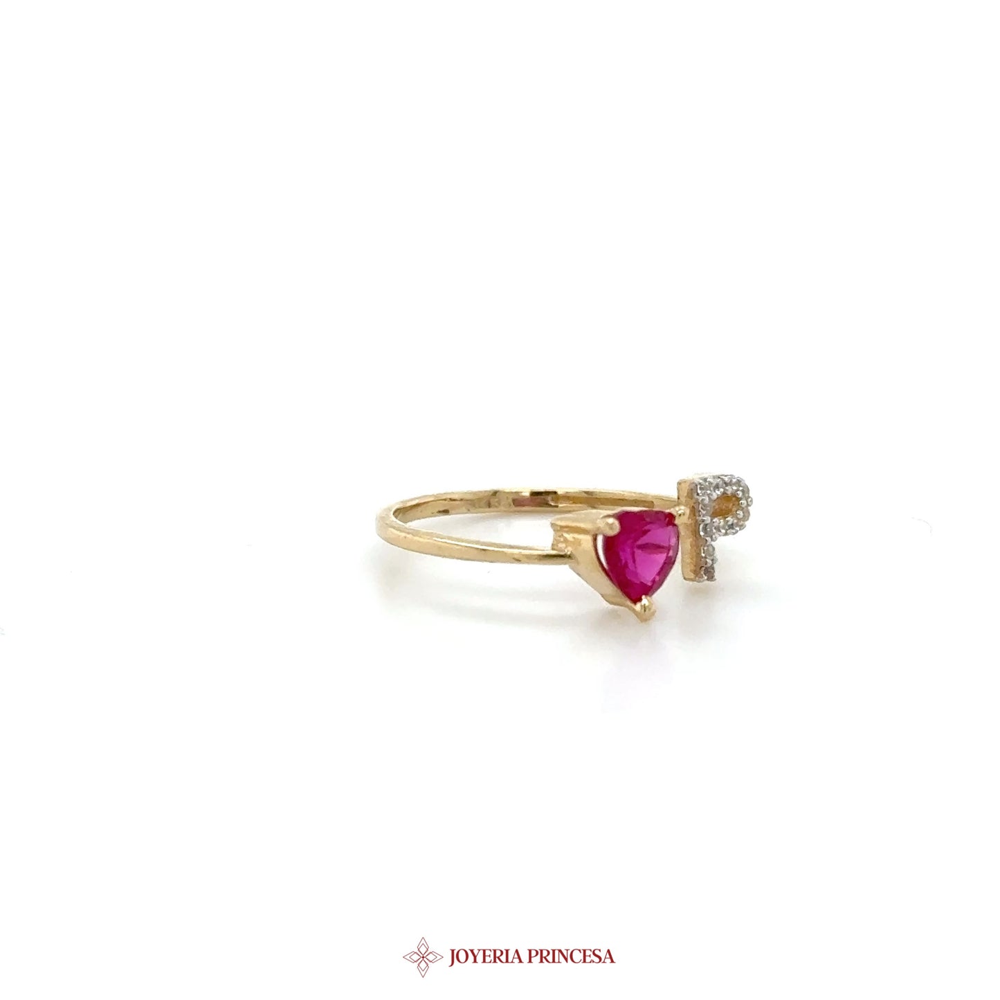 14K Gold Dangle Ring with Ruby and CZ Accents