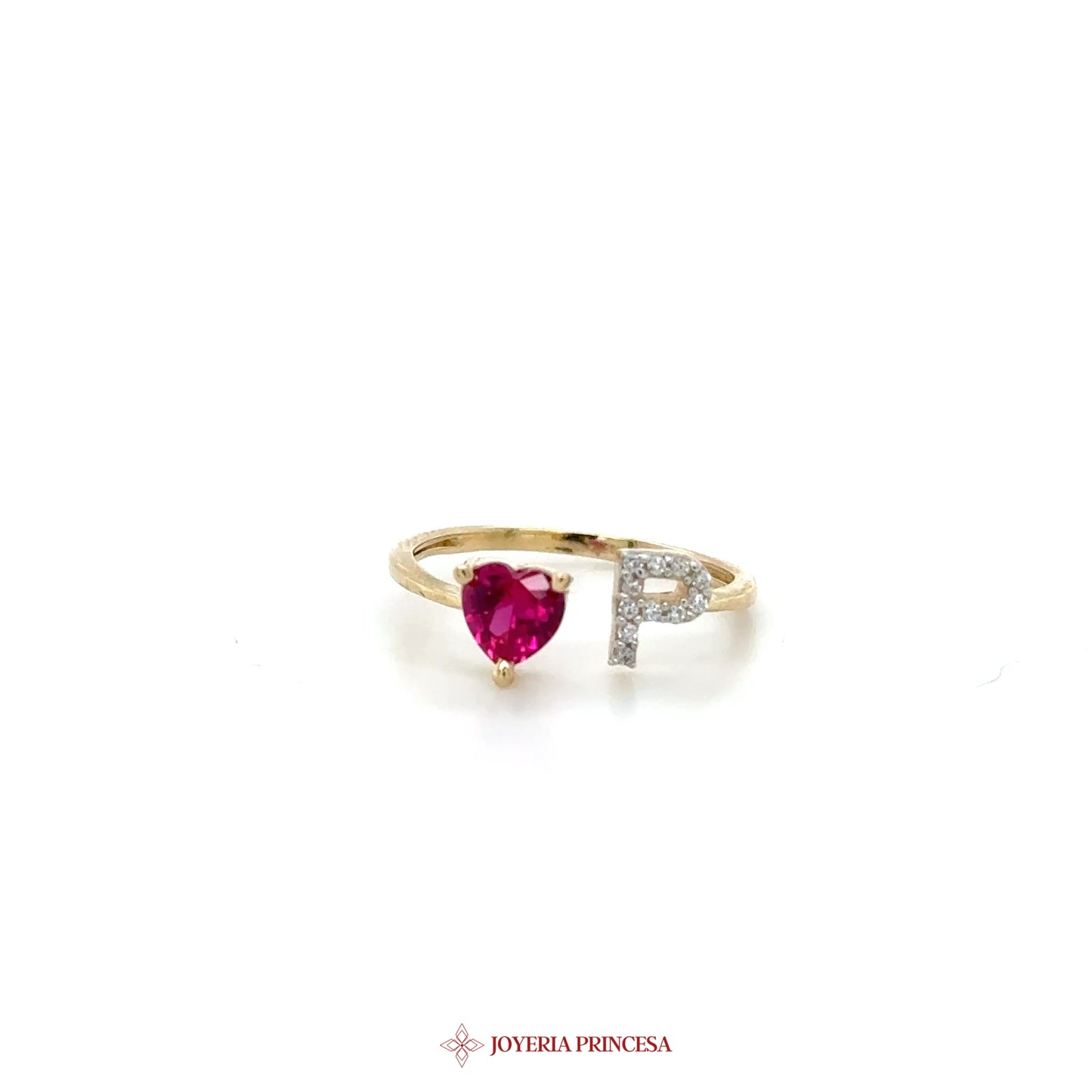 14K Gold Dangle Ring with Ruby and CZ Accents