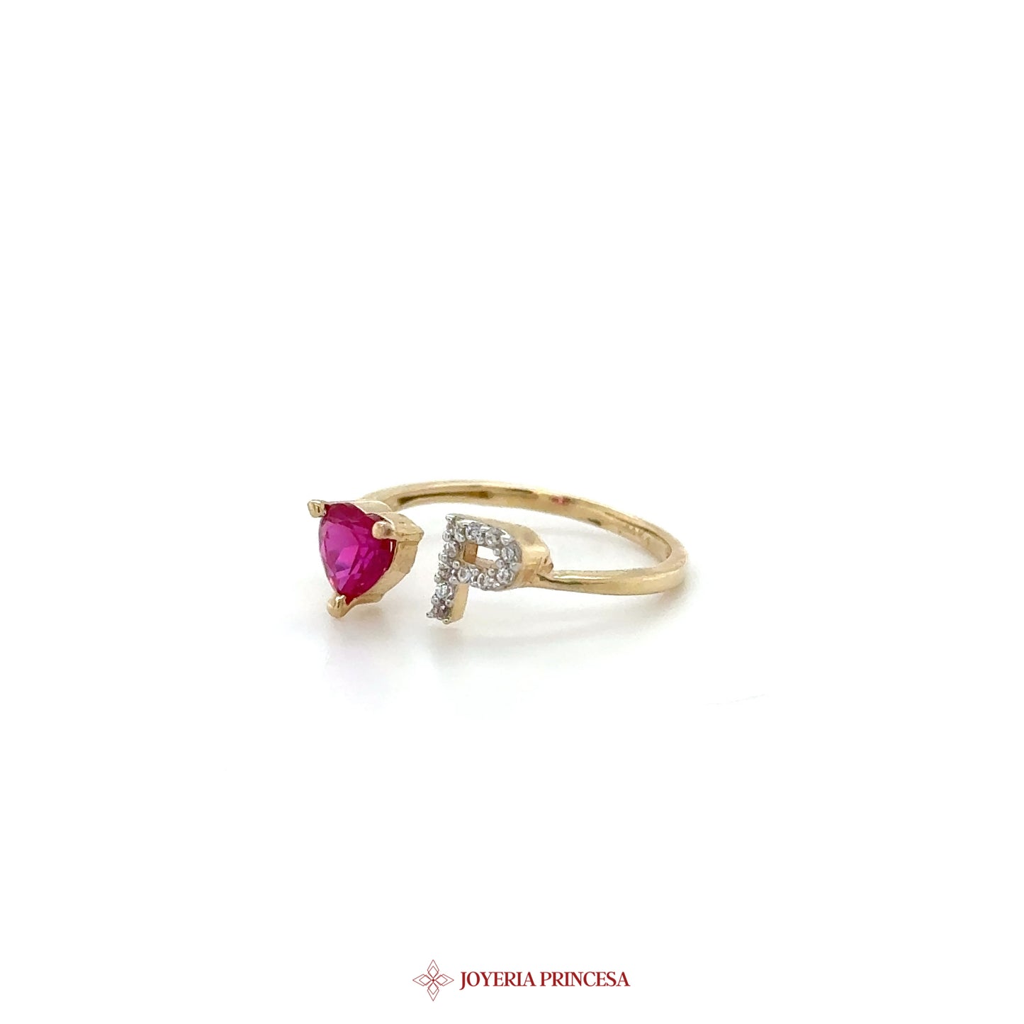 14K Gold Dangle Ring with Ruby and CZ Accents