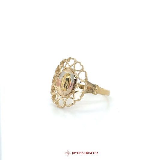 14K Gold Filigree Heart Motif Ring