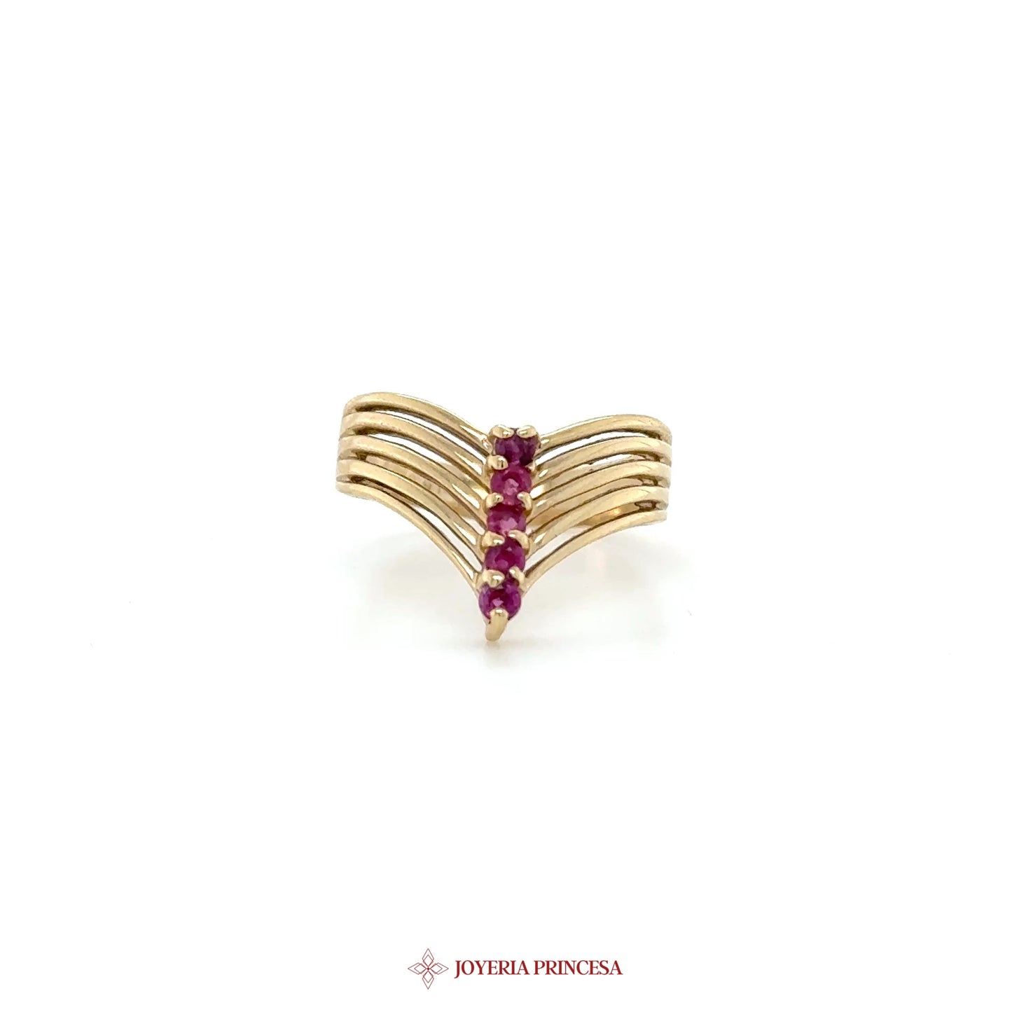 14K Gold Multi-Band Ring with Ruby Stones