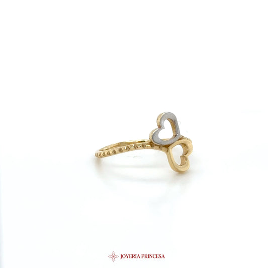 14K Two-Tone Heart Motif Ring