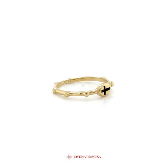 14K Gold Cross Motif Stackable Ring