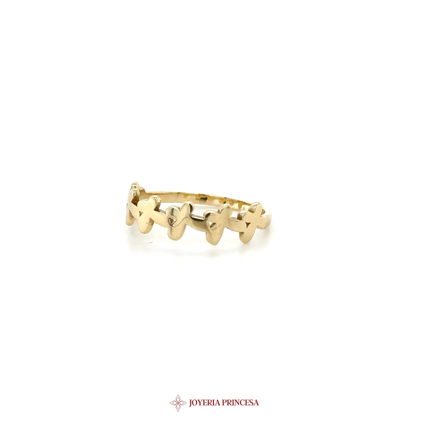 14K Gold Wavy Band Ring with Heart Motif
