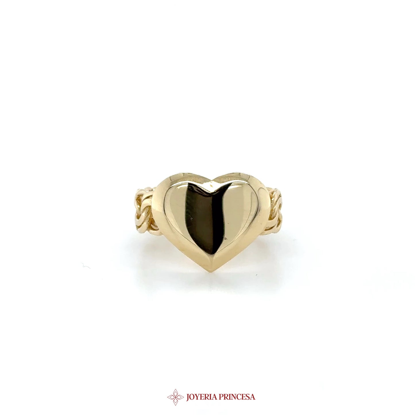14K Gold Heart Ring with Elegant Band Design