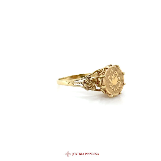 14K Gold Cancer Zodiac Sign Ring