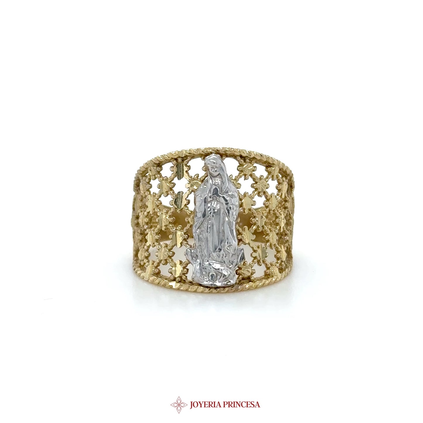 10K Gold Religious Motif Ring with Star Cutouts