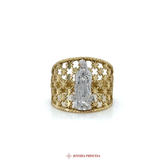 10K Gold Religious Motif Ring with Star Cutouts