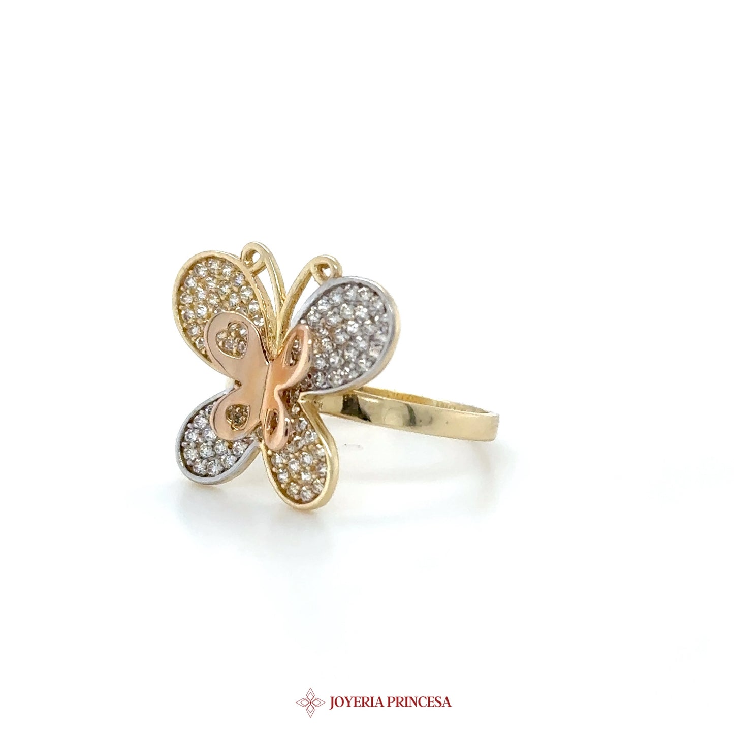14K Gold Butterfly Ring with CZ Stones (UN-1209)