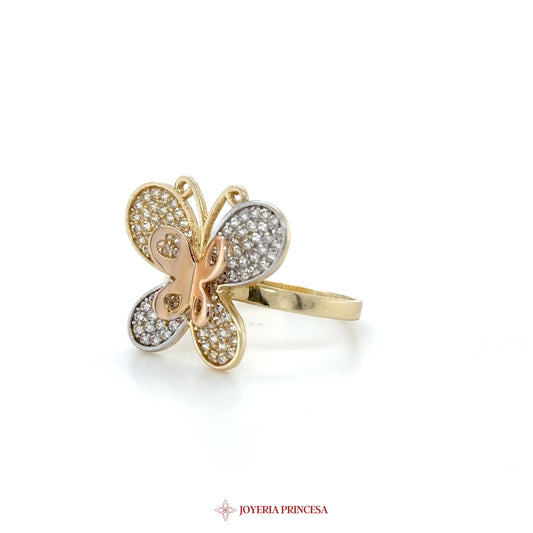 14K Gold Butterfly Ring with CZ Stones (UN-1209)