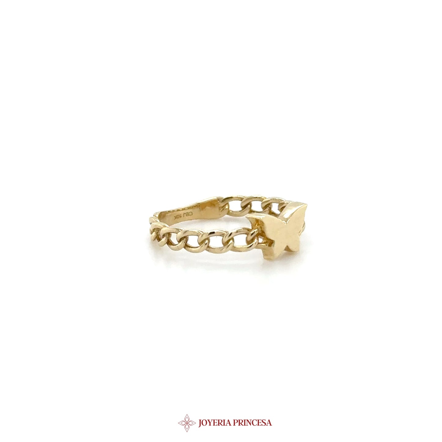 10K Gold Star Motif Chain Ring