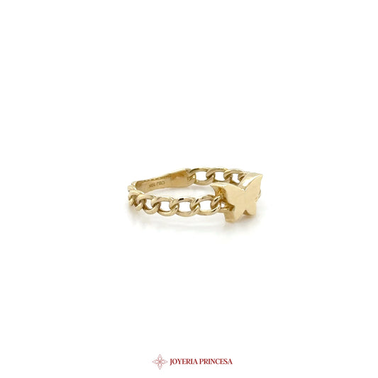 10K Gold Star Motif Chain Ring