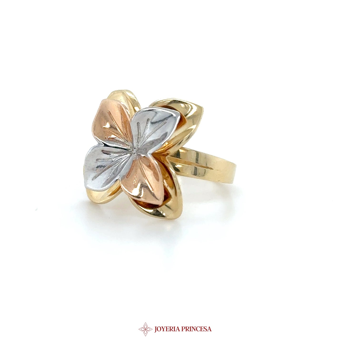 14K Two-Tone Flower Motif Ring
