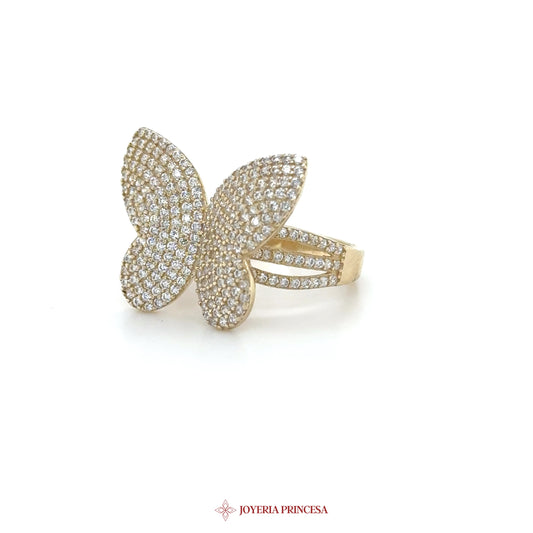 14K Gold Butterfly Ring with CZ Stones (UN-1247)