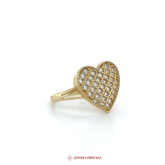 14K Gold Heart Shaped Ring with CZ Stones (UN-1253)