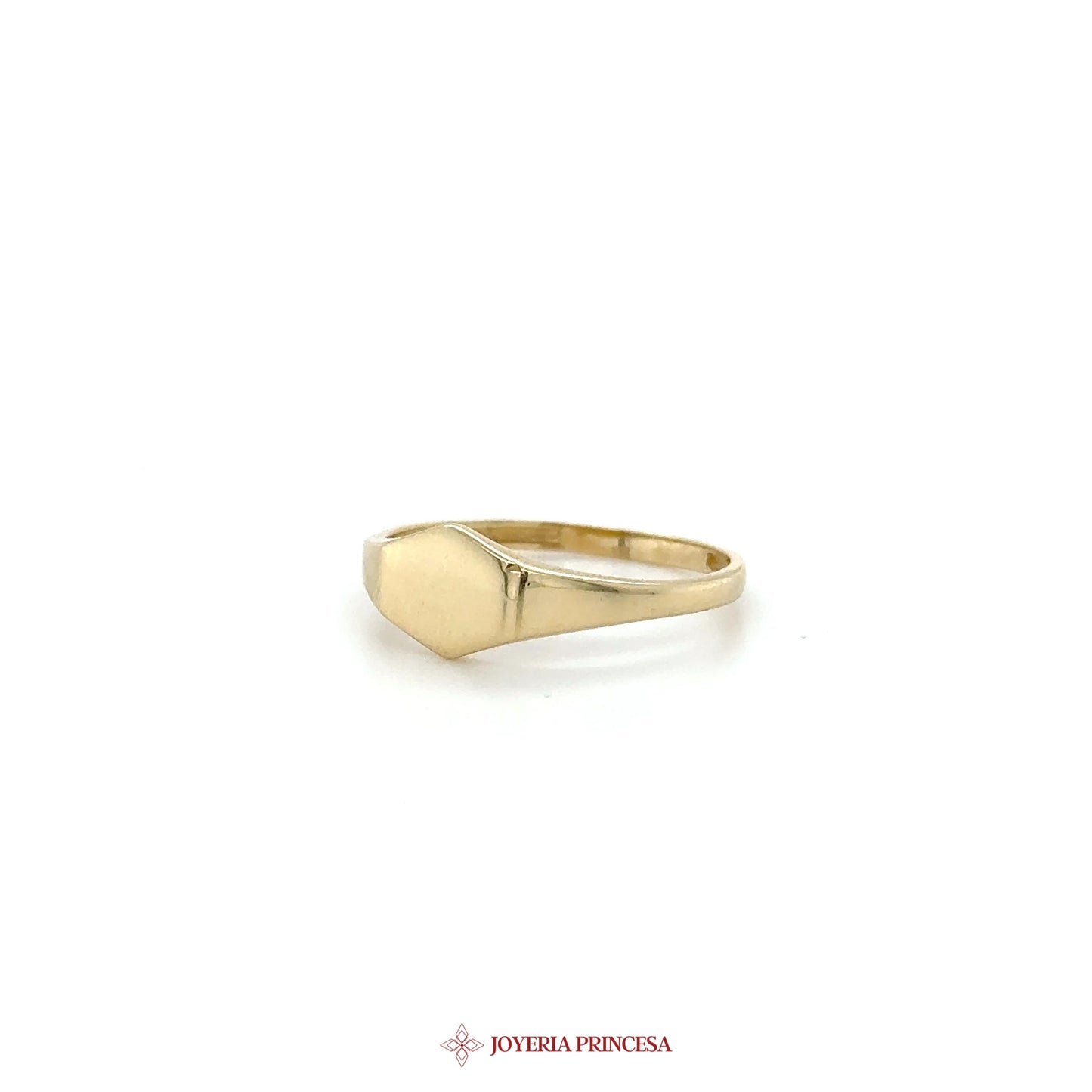 14K Gold Hexagon Signet Ring