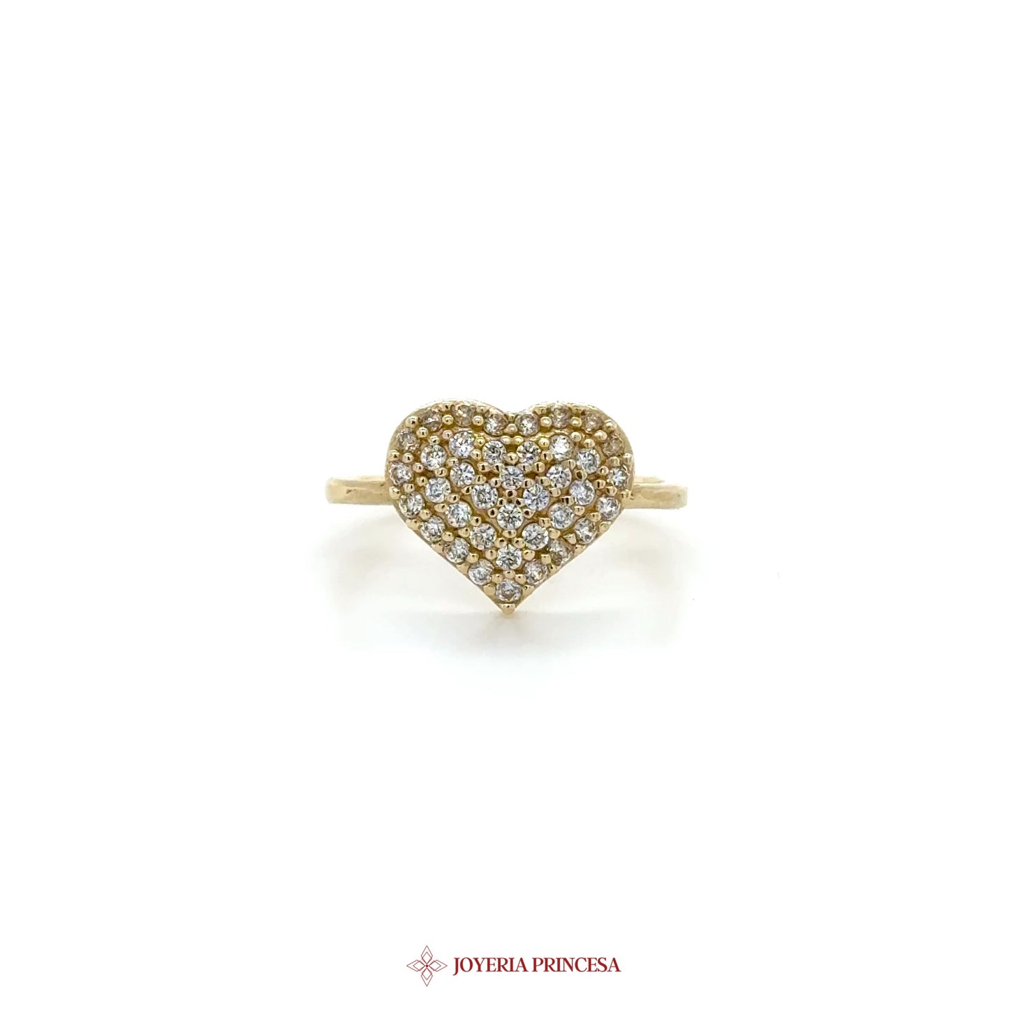 14K Gold Heart Shaped Ring with Simulated Stones