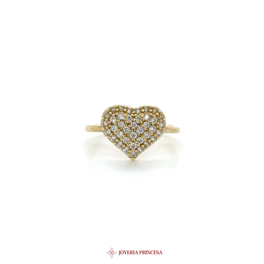 14K Gold Heart Shaped Ring with Simulated Stones