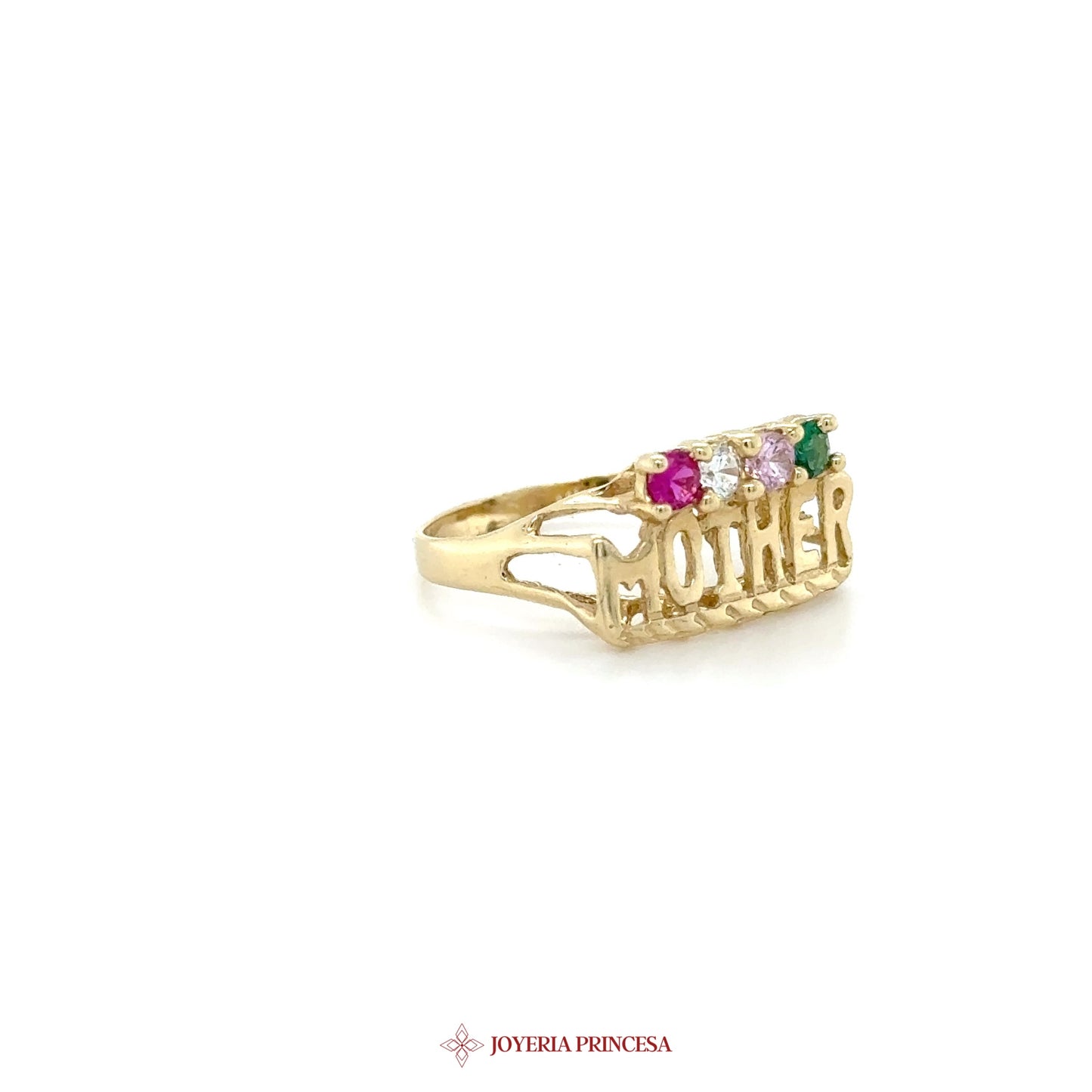 14K Gold 'MOTHER' Ring with Colorful Stones