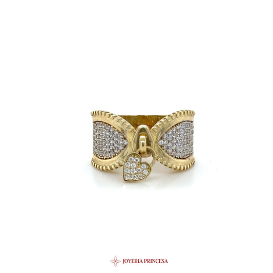 10K Gold Elegant Ring with Simulated Diamonds
