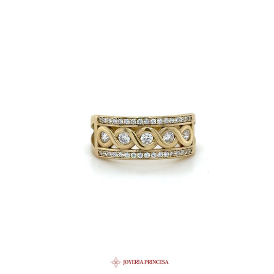 10K Yellow Gold Infinity Design Ring with CZ Stones