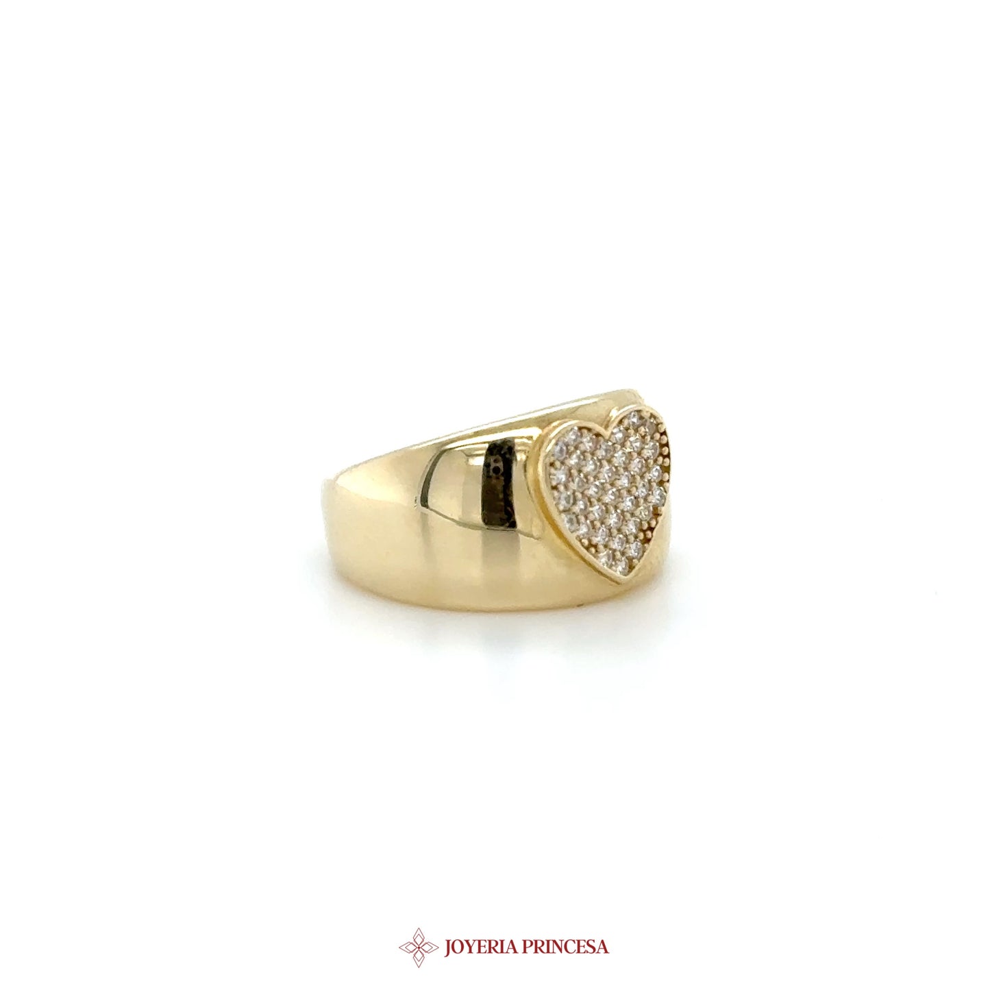 10K Gold Heart Motif Ring with Simulated Stones