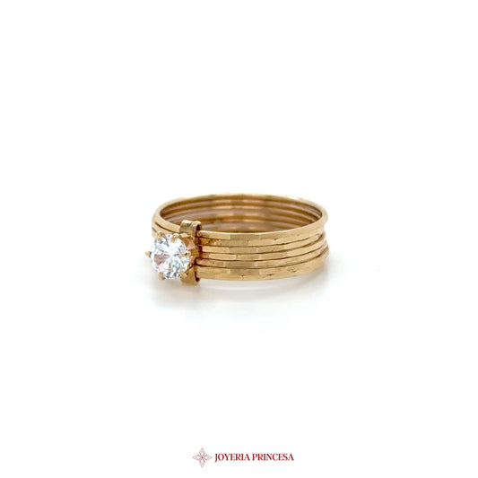 10K Gold Stacking Ring with Simulated Diamond