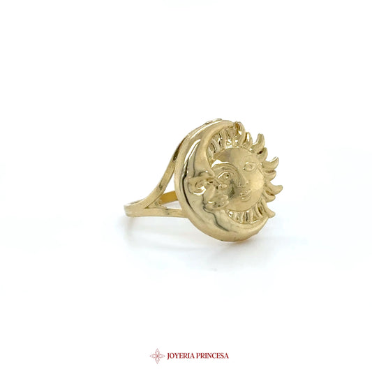 10K Gold Sun and Moon Motif Ring