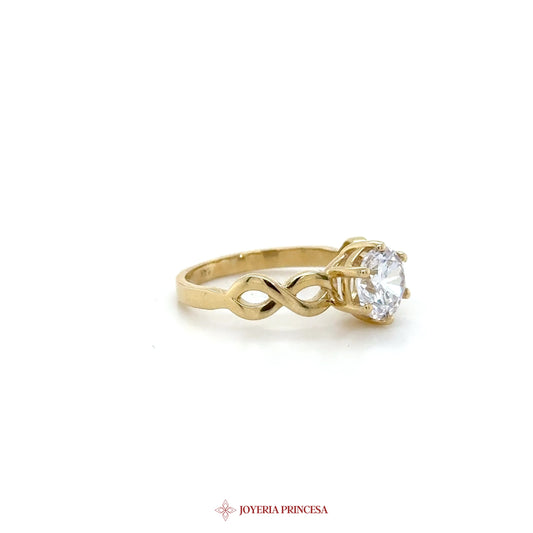 14K Gold Infinity Engagement Ring with CZ Stone