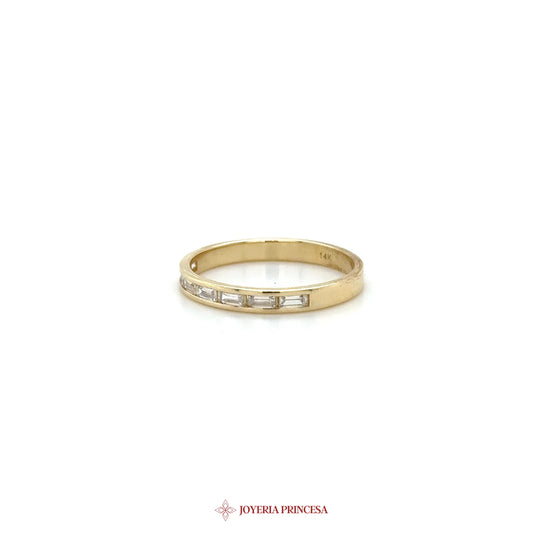 14K Yellow Gold Baguette Stone Band Ring
