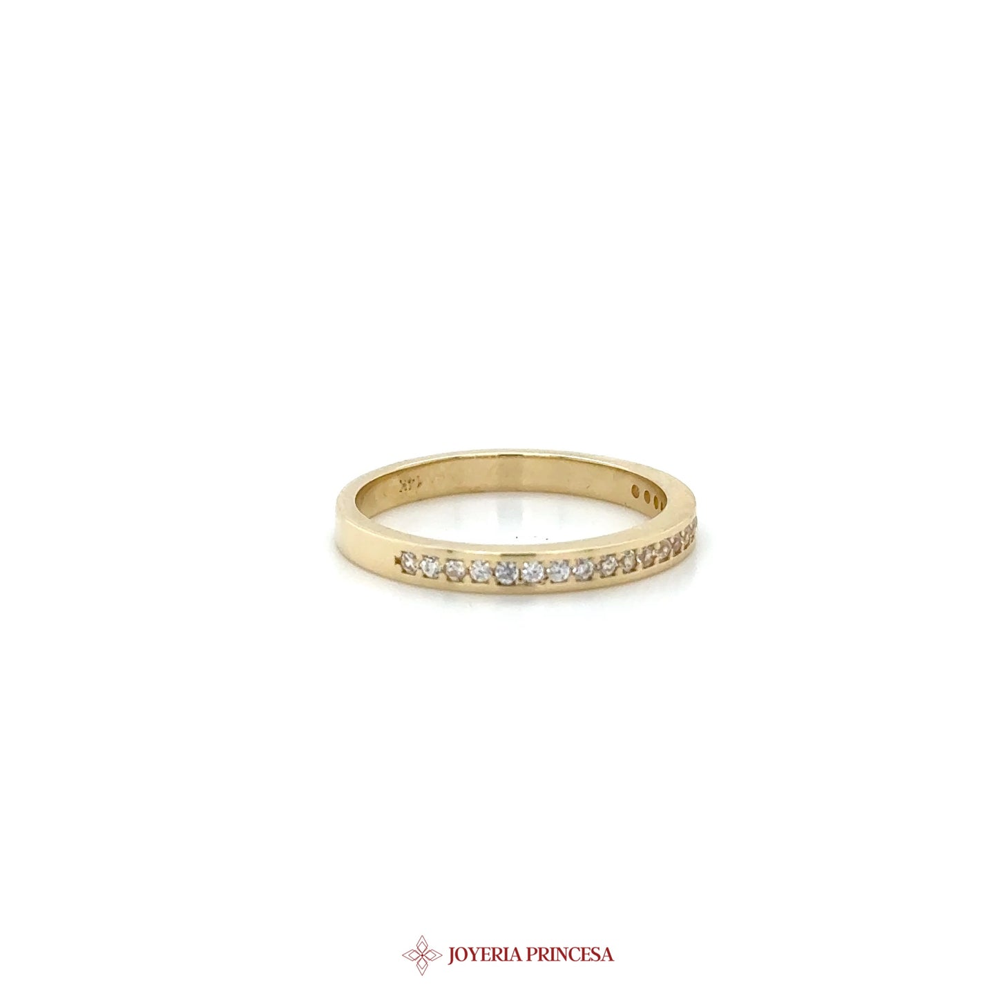 14K Gold Dainty Band with CZ Stones