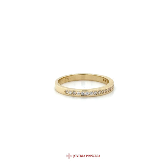 14K Gold Dainty Band with CZ Stones