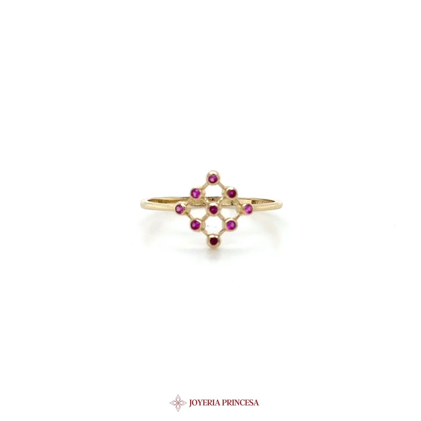 14K Gold Ruby Cluster Ring