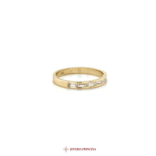 14K Gold Channel Set CZ Band Ring