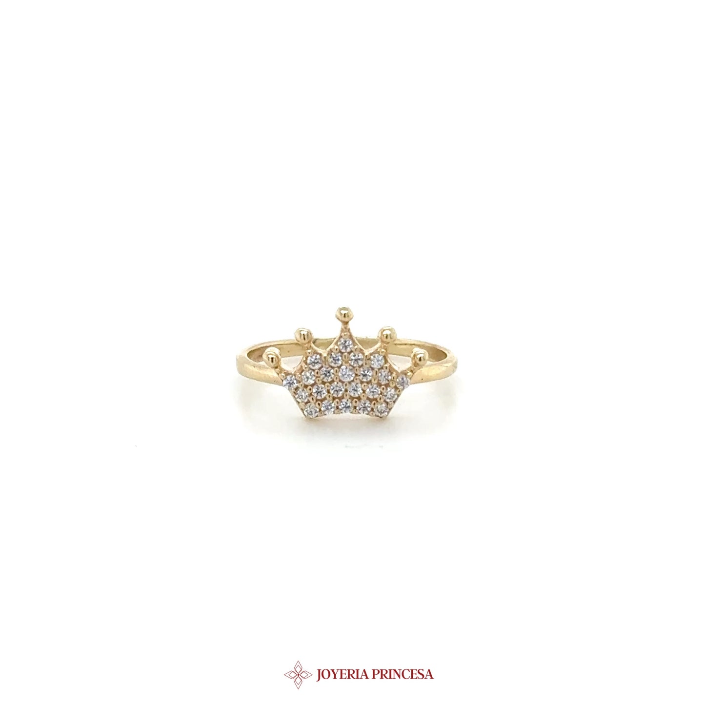 14K Gold Crown Ring with CZ Stones