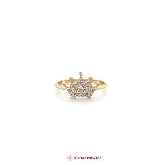 14K Gold Crown Ring with CZ Stones