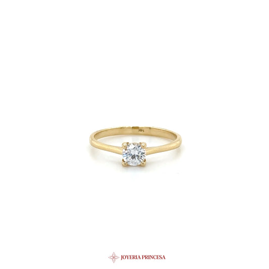 14K Yellow Gold Solitaire Engagement Ring with CZ Stone
