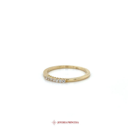 14K Gold Band Ring with Simulated Diamonds