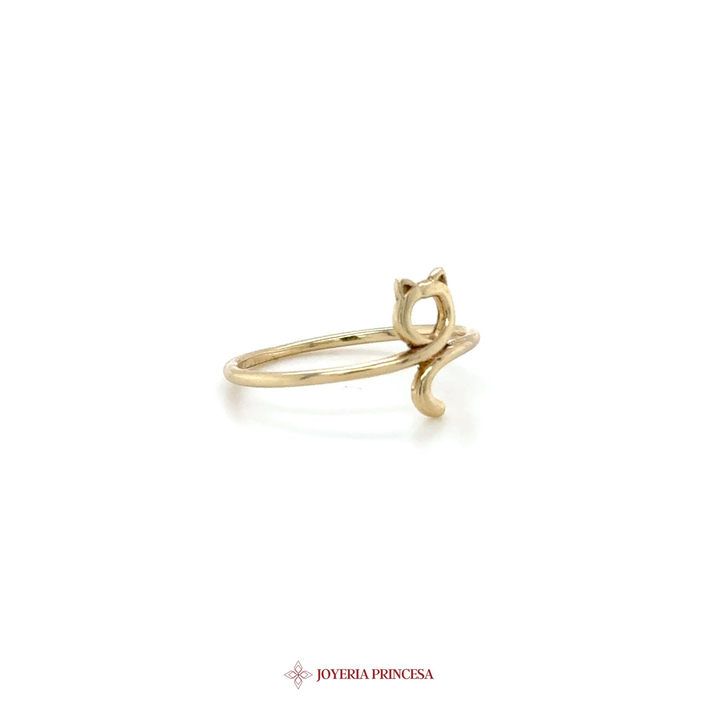 14K Gold Cat Motif Open Ring