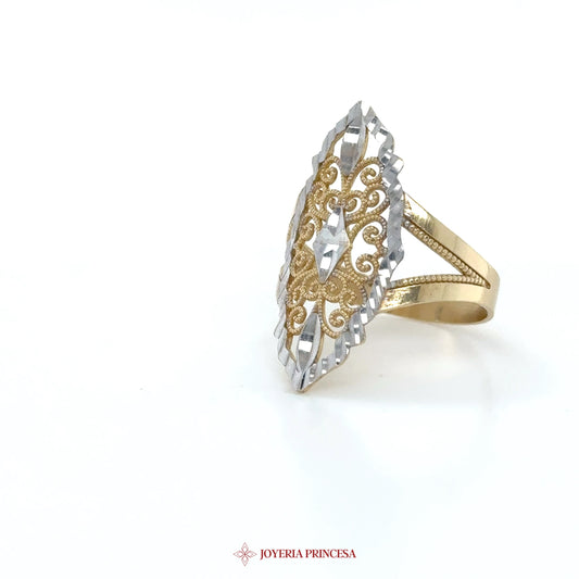 14K Two-Tone Filigree Statement Ring