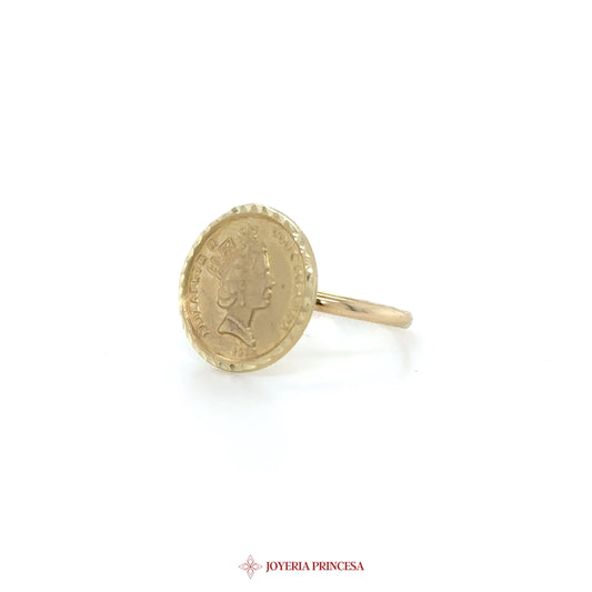 14K Gold Coin Motif Ring