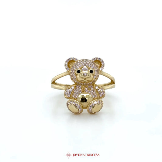 14K Gold Teddy Bear Ring with CZ Stones (UN-1395)